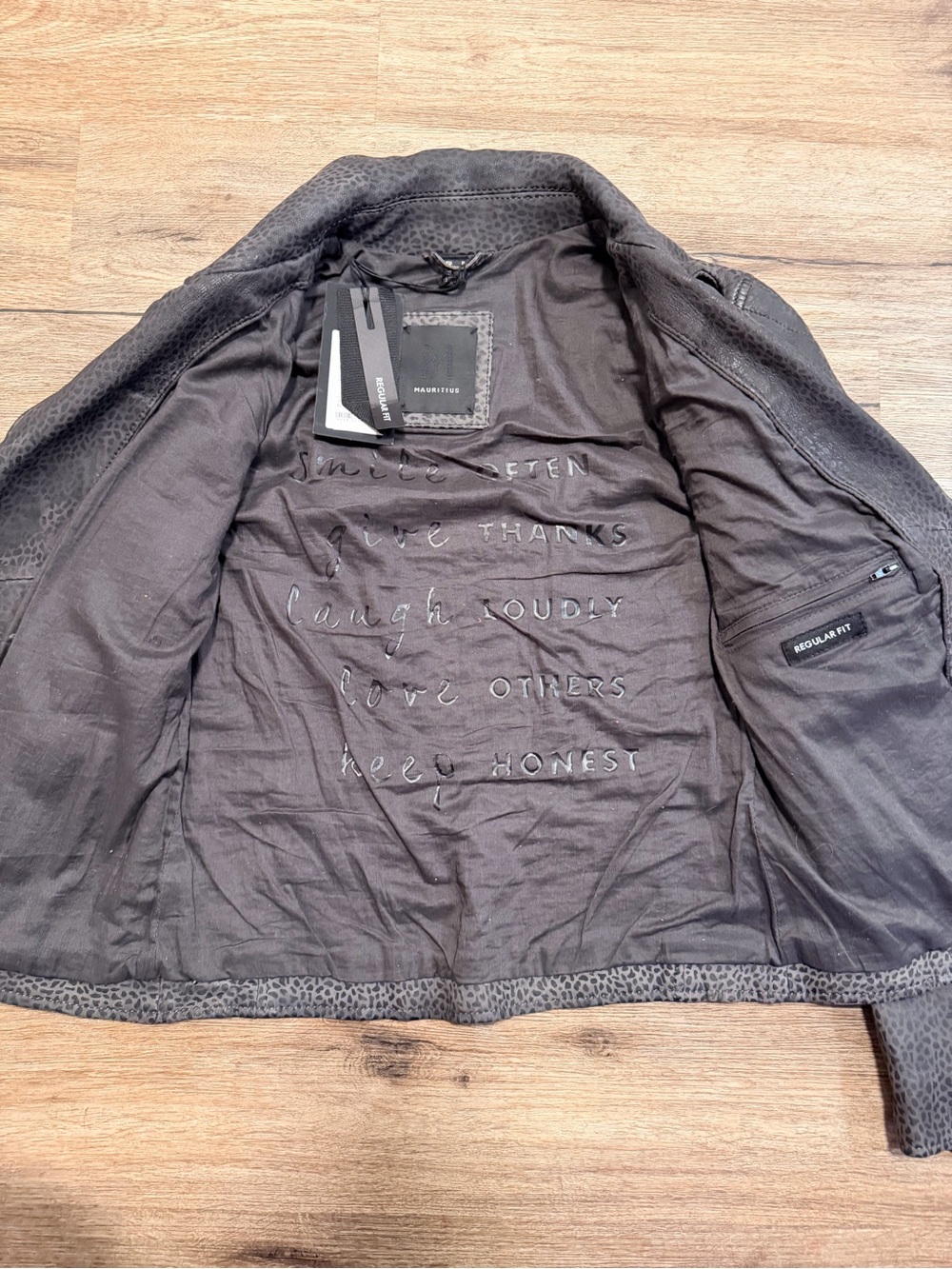 NWT mauritius Animala RF Anthracite Genuine Lambskin leather moto jacket